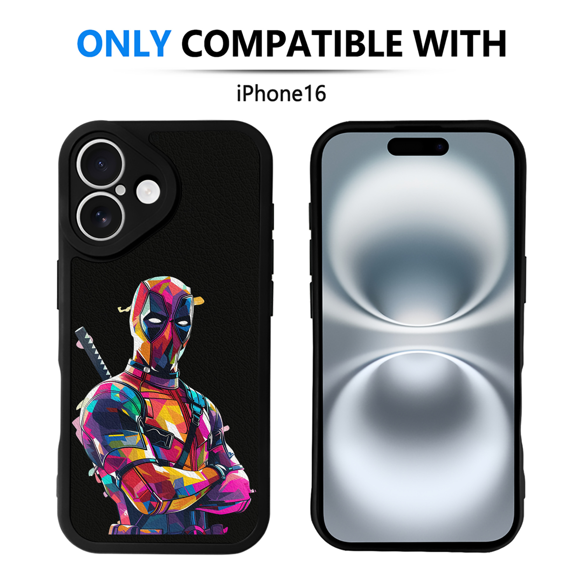 （画像用） Deadpool デッドプール 【iPhone 16シリーズ対応】シリコンスマホケース（レザー調） 材質：シリコン